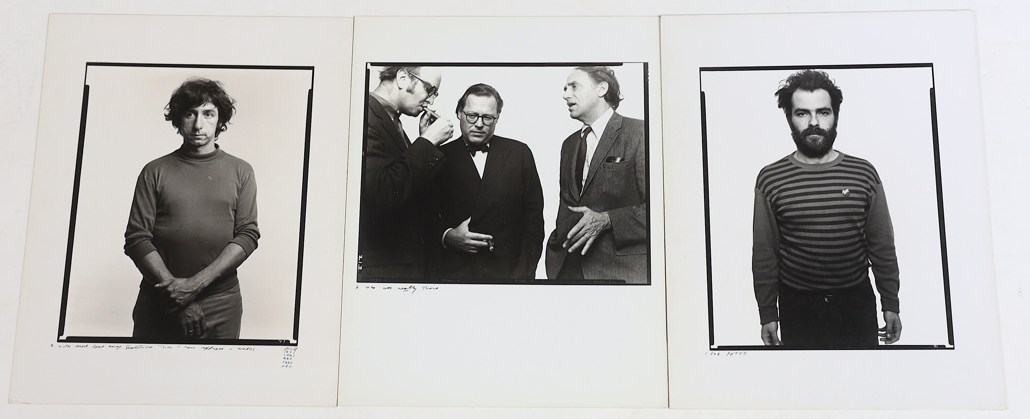 Richard Avedon (American, 1923-2004), 'The Chicago Seven sessions', set of three gelatin silver prints, 35 x 28cm